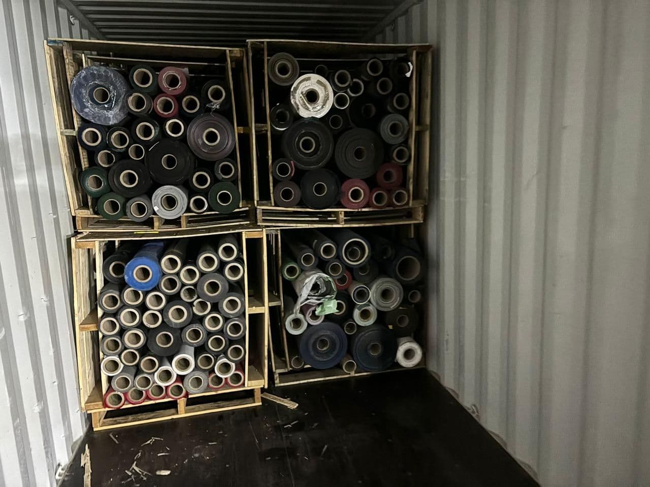 Close-up of stacked roll ends
